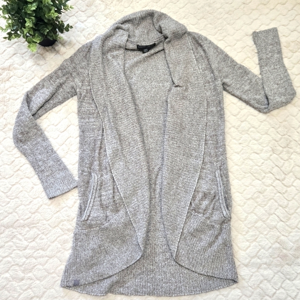 Barefoot Dreams Gray Taupe Cozy Chic Lite Long Open Cardigan, XS/S